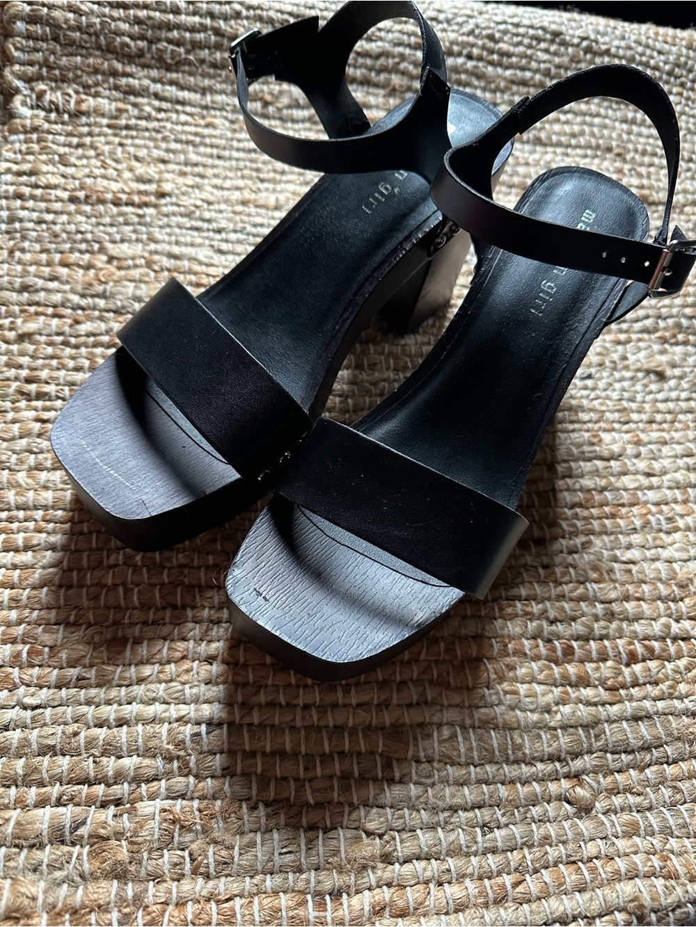 Madden Girl-Black Platform Ankle-Strap Sandals